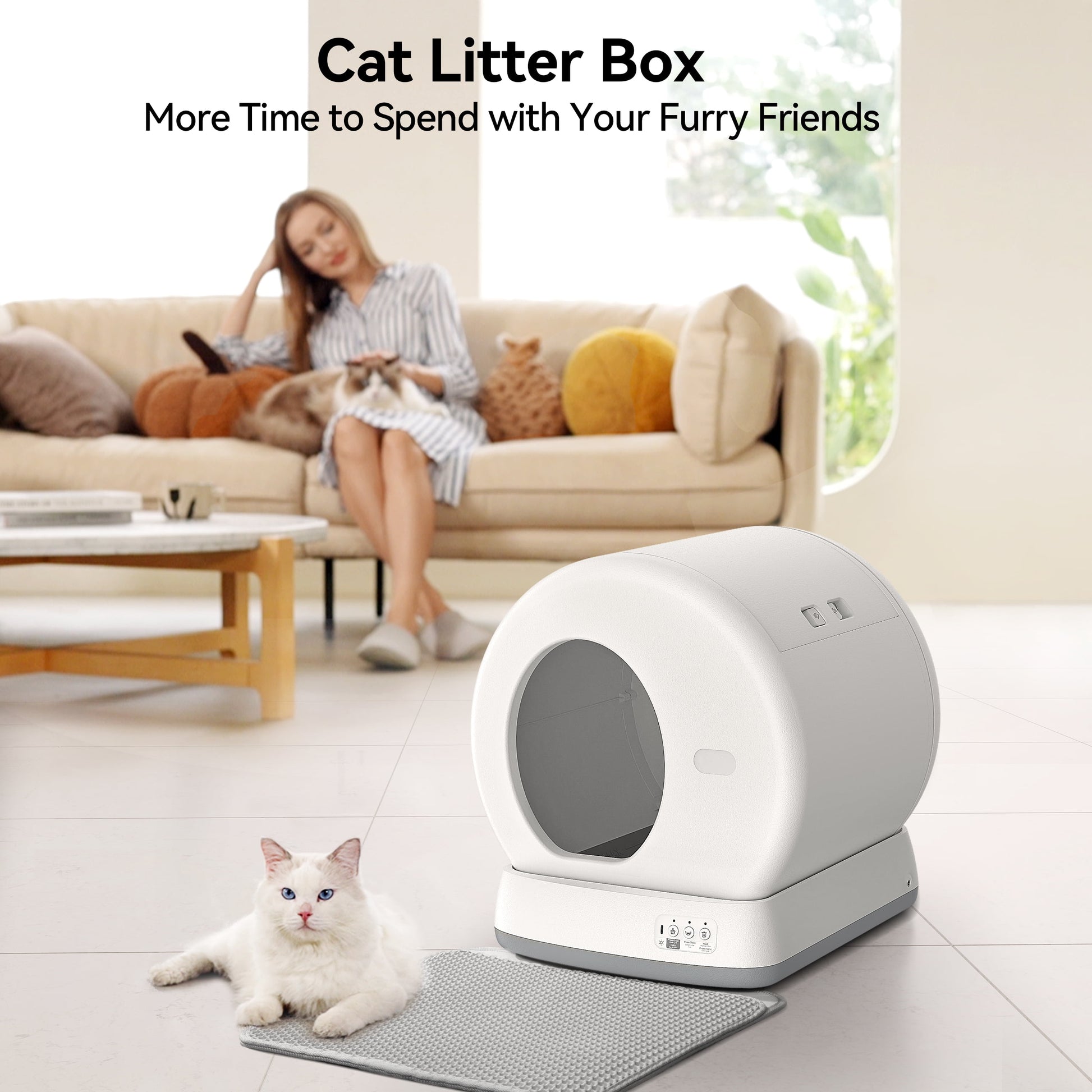 Smart Automatic Self-Cleaning Kitty Litter Box, APP Control/Integrated Safety Protection, Yellow